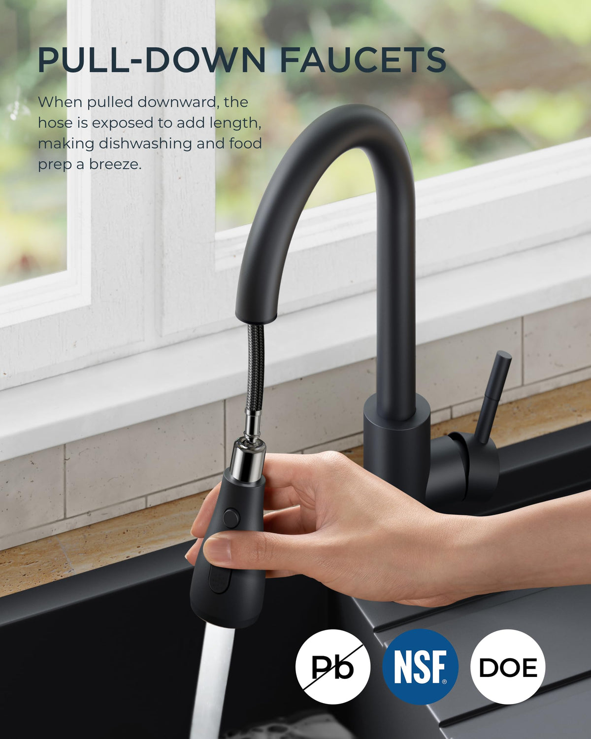 FORIOUS Kitchen Faucet with Cup Washer, Pull Down Sprayer, Brushed Nickel