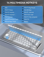 TECKNET 2.4G Wireless Compact Mini Keyboard, UK Layout, White