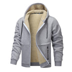 Teddy Fleece Men Hoodie Fleecing Lined Fuzzy Jacket with Pockets Full Zip Hooded Adjustable Sweatshirts Warm Parka Jackets Sherpa Ski Jackets Thermal Cardigan Jumper Coats Winter Outerwear Clothing