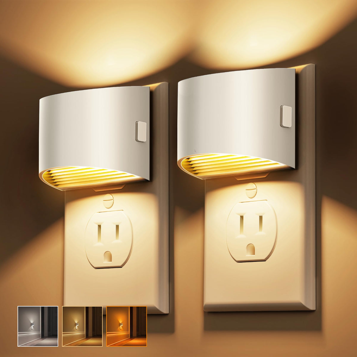 L LOHAS LED Night Lights Plug into Wall, Dimmable Night Light 2 Pack