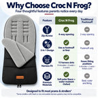 CrocnFrog Universal Baby Bunting Footmuff - Cosy Toes Fit Toddler Foot Muff for Stroller, Buggy, Pushchair & Pram Footmuffs Comes with Warm and Soft Polar Fleece Water, Wind