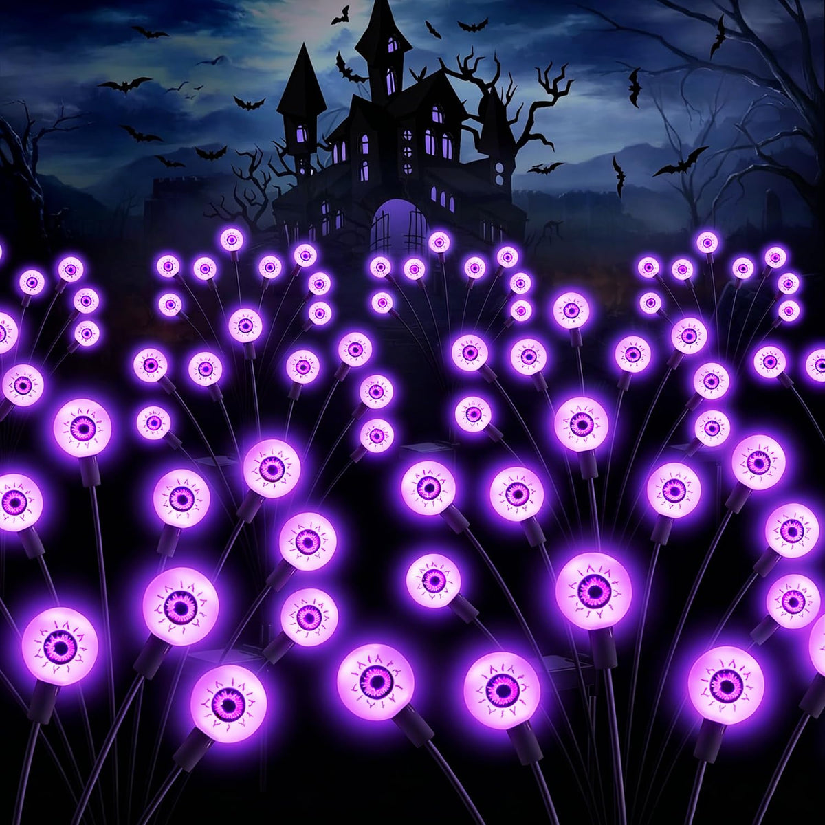 ASMAD Halloween Decorations Outdoor Solar Scary Eyeball Lights,4Pack 32LEDs