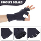 Grevosea 2 Pair Fingerless Warm Gloves - Winter Half Finger Gloves Thickened Knit Touchscreen Stretchy Mittens for Men Women