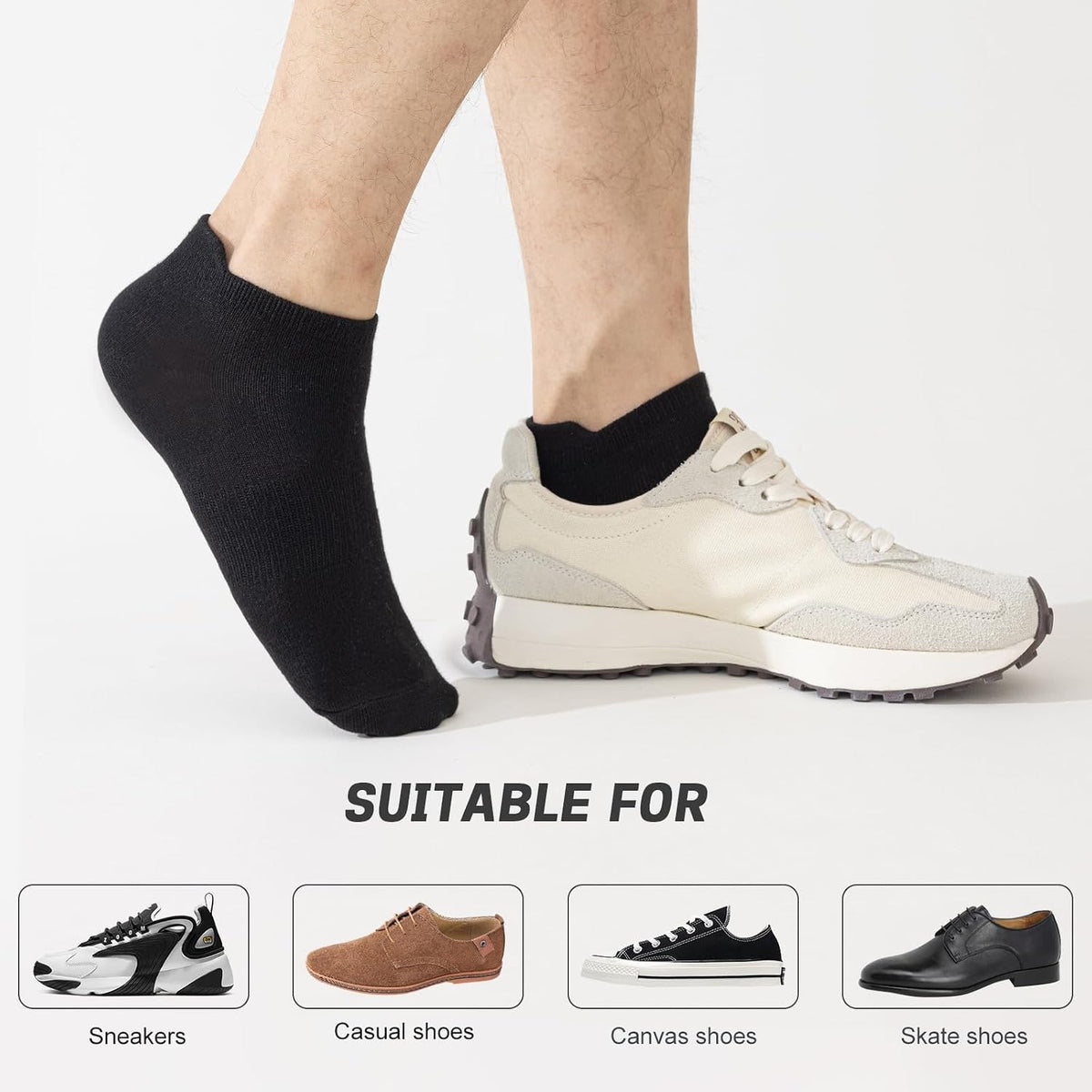 Niorasen Bamboo Trainer Socks for Men & Women, 6 Pairs, Low Cut