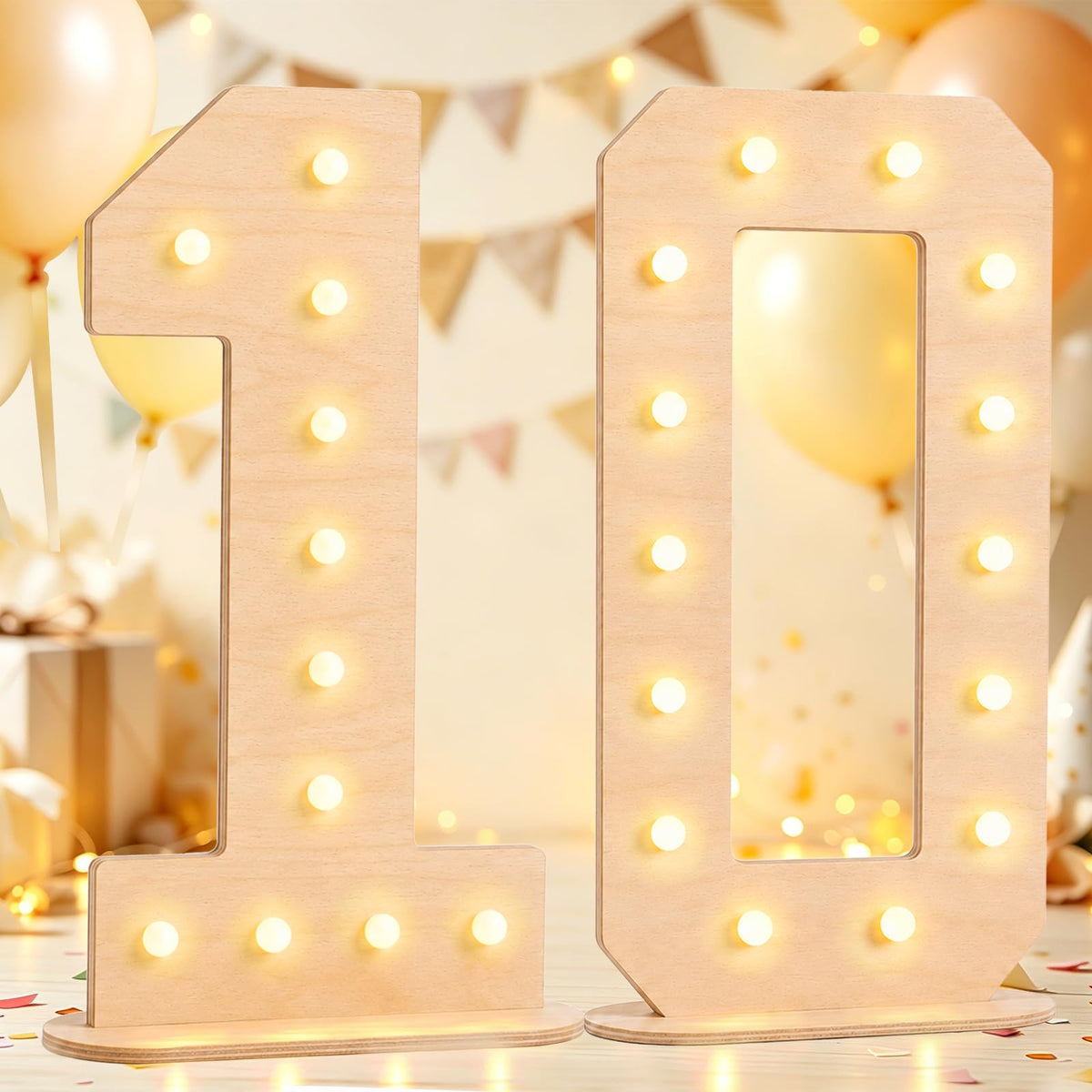 Pooqla 2.4FT Light Up Numbers, Marquee Numbers 2.4 Feet Tall Party Decor for Her Him, Mosaic Big Sign for 7th 17th 70th Birthday Anniversary Decoration Backdrop, Large Pre-Cut Frame Number 7