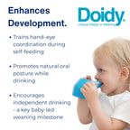 Doidy Cup, Open Cup for Training Baby 6 Months-3 Years, 200ml, Slanted Weaning Cup with Handles for Learning to Drink, BPA Free (Orange)