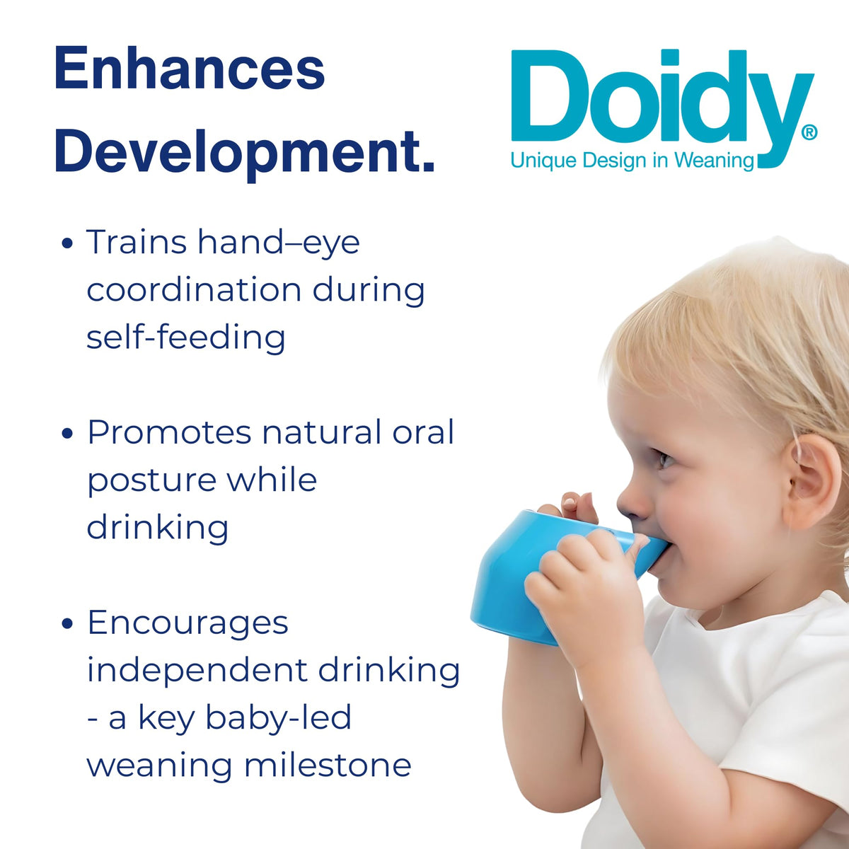 Doidy Cup, Open Cup for Training Baby 6 Months-3 Years, 200ml, Slanted Weaning Cup with Handles for Learning to Drink, BPA Free (Orange)