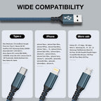 GIANAC Multi Charger Cable [3Pack 1.2M] 3 in 1 Charging Cable Nylon Braided