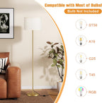Ambimall Floor Lamp for Living Room with Smart Light Bulb, RGB + Stepless Dimmable Colors Temperature & Brightness(White Shade & Black Pole)