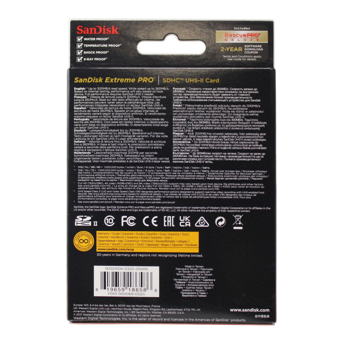 SanDisk 1TB Extreme PRO SDXC card, SD Card, V60 Memory card, 6K & 4K UHD, up to 280 MB/s, Shock, Temperature, Water and X-Ray Proof, RescuePro Deluxe data recovery software, UHS-II, Class 10, U3