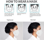 LEMENT 50pcs KN95 Face Mask Black 5-Layer Filter≥95% Cup Dust Safety Masks