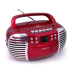 Groov-e Original Boombox - Portable CD Player with Bluetooth, Radio, 3.5mm Aux Port, & Headphone Socket - LED Display, 2 x 1.2W Speakers - Battery or Mains Powered - Blue