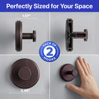 HOME SO Suction Cup Hooks for Shower & Bathroom Towel Holder 2-Pack Black