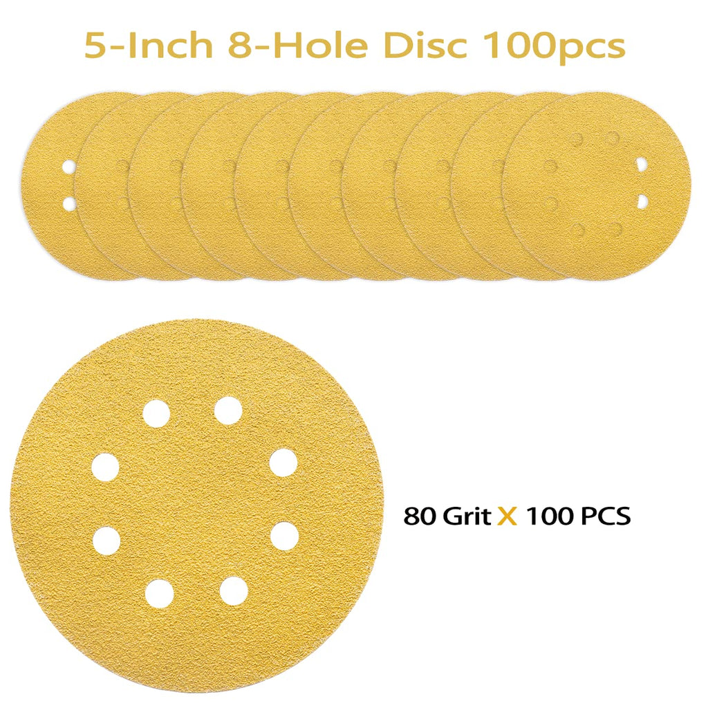 165 PCS 5 Inch Sanding Discs Random Orbital Sander Sandpaper