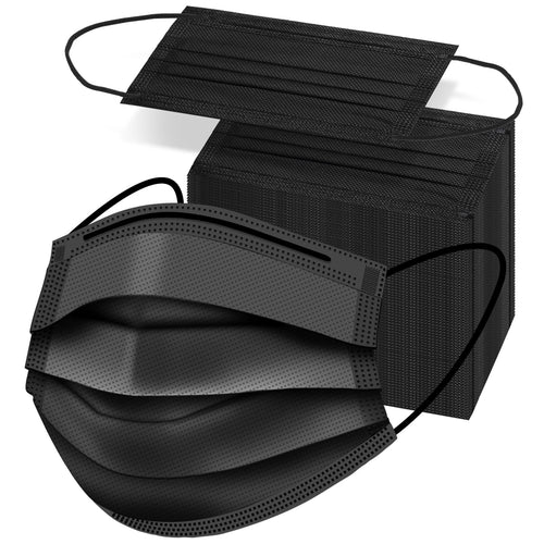 100 PCS Disposable Face Masks, Black Masks, 3 Ply Protection Disposable Face Masks