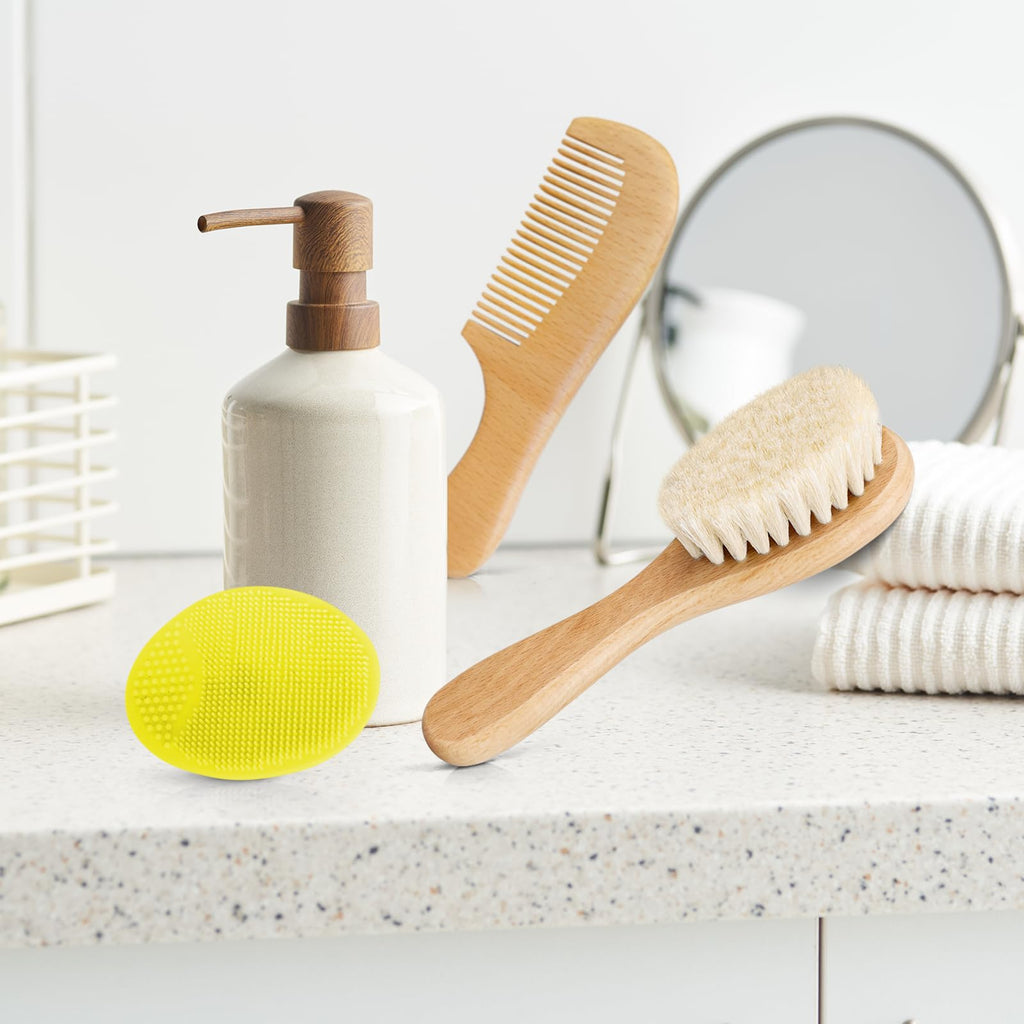 Baby Hair Brush with Wooden Handle and Super Soft Goat Bristles for Newborns, Infant, Toddlers, Kids