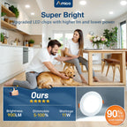 Amico 12 Pack 3 Inch LED Recessed Lighting, Canless Wafer Downlight, White