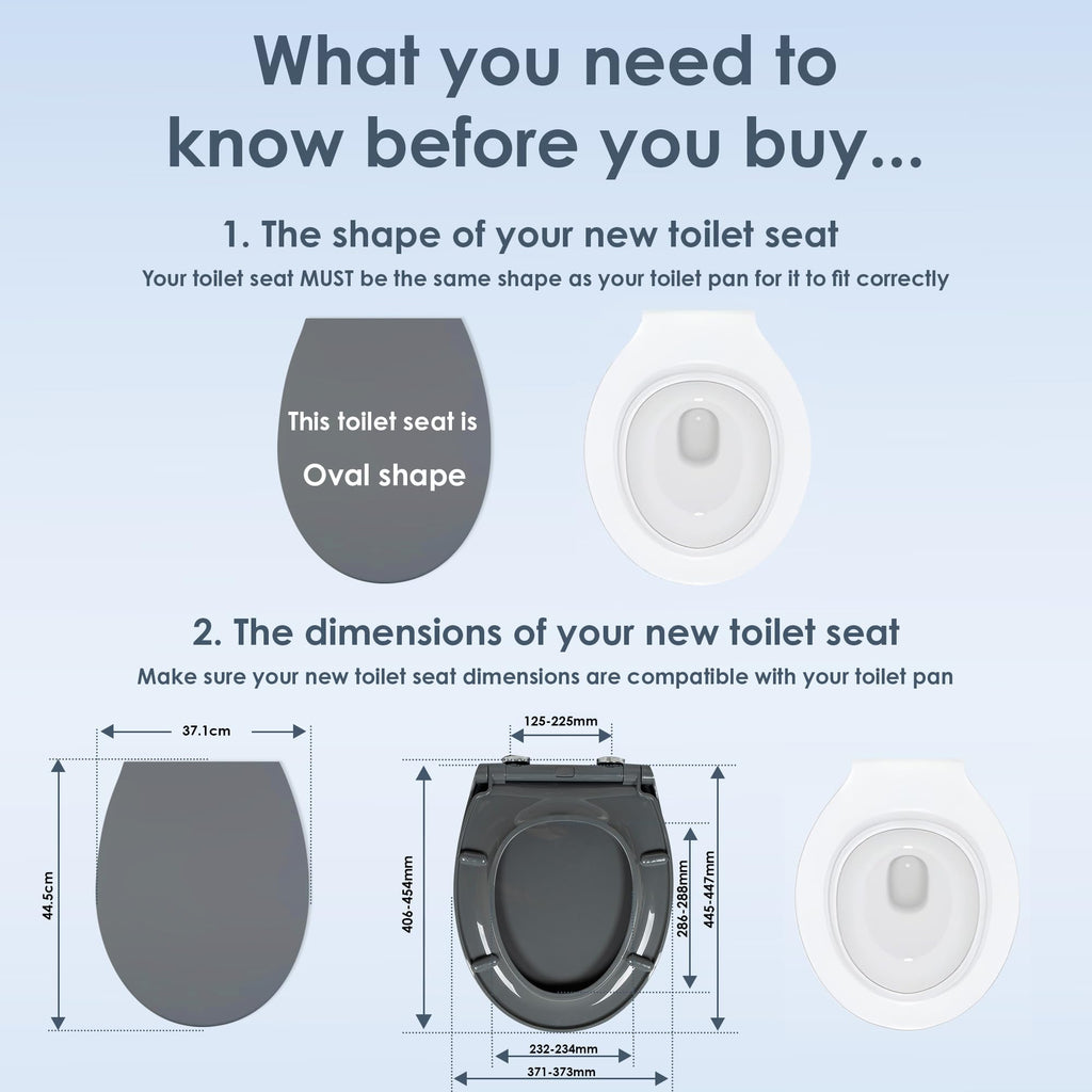 AQUALONA® Premium Thermoplastic Toilet Seat Soft Close Hardwearing Seat with Two Button Hinge Release D Shaped Easy to Clean Simple Installation Top and Bottom Fittings (Blue - D Shape)
