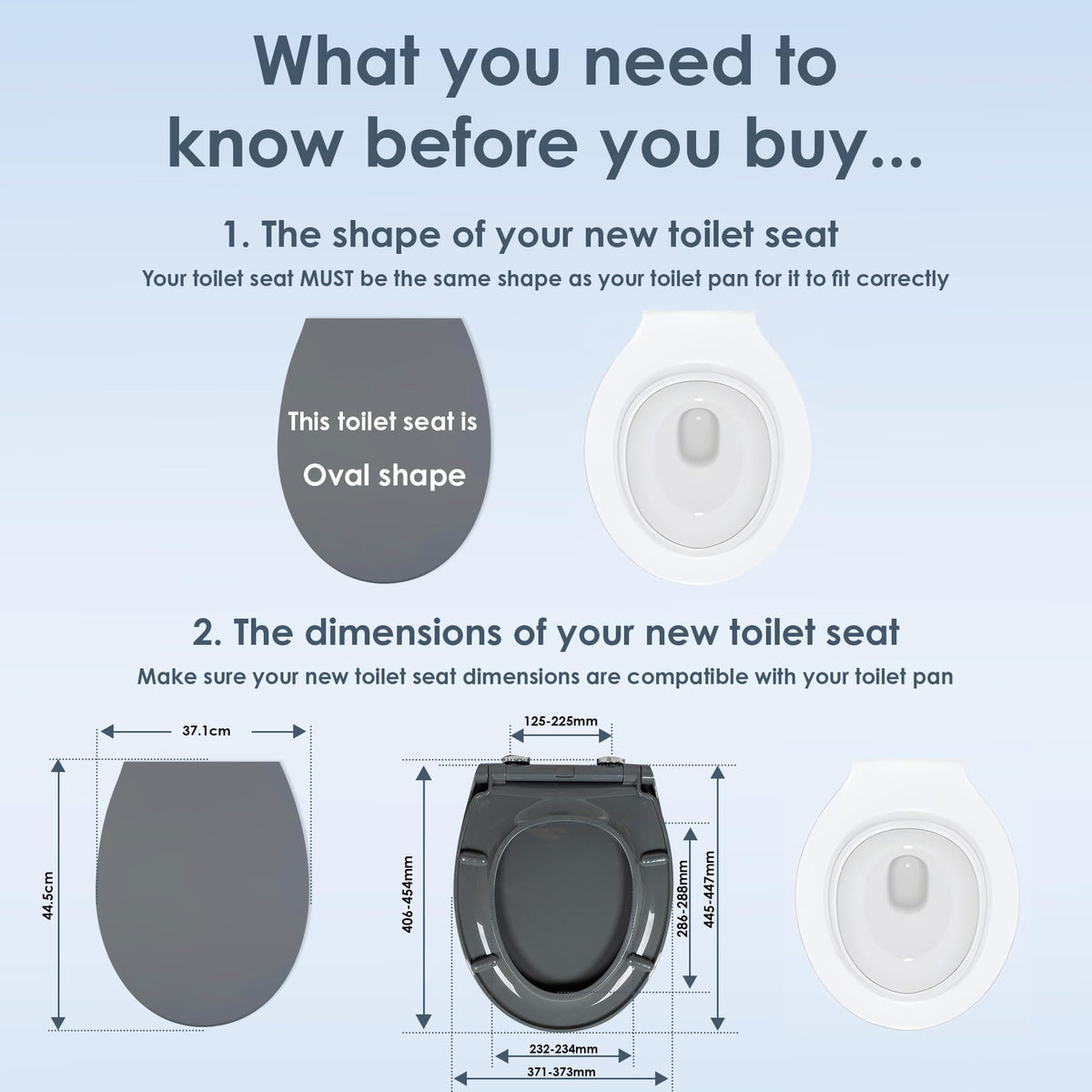 AQUALONA® Premium Thermoplastic Toilet Seat Soft Close Hardwearing Seat with Two Button Hinge Release D Shaped Easy to Clean Simple Installation Top and Bottom Fittings (Blue - D Shape)