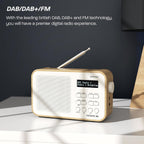 DAB/DAB+ & FM Portable Digital Radio | Simple Controls | Dual Alarms & Sleep Timer | Battery & Mains Powered (4x”AA”) | Bluetooth | Perfect for Home, Office or Outdoors | AZATOM Desire X2 (Oak)