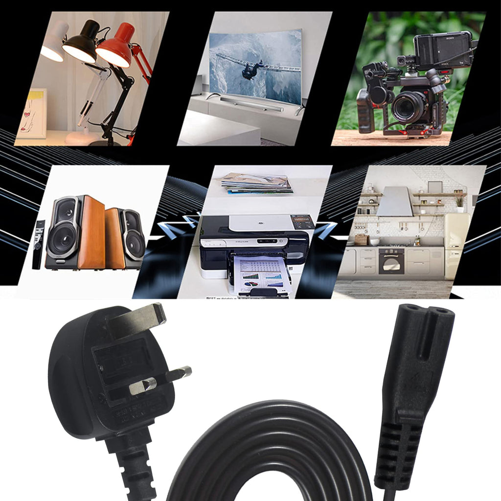 TV power cable 3M, 2 Pin Mains Power Lead Fig Figure 8 UK Power Cable, IEC320C7 to BS 1363 C7 Figure 8 Power Lead compatible with Samsung LG Philips Toshiba TV/Printer/PS4/PS3/PS5…