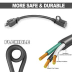 HUANCHAIN Indoor Black Extension Cord 3 FT Waterproof 16/3 Gauge