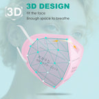LEMENT 50pcs KN95 Face Mask Black 5-Layer Filter≥95% Cup Dust Safety Masks