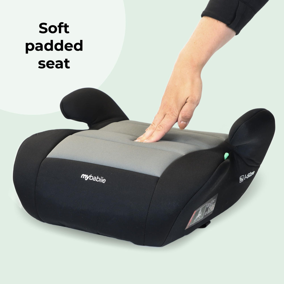 My Babiie MBCSB10 Booster Car Seat - Lightweight at 1kg, Approx. 6-12 Years (125-150cm, 22-36kg), R129, i-Size Backless Child Car Seat, Group 3, Compact, Portable, Ideal for Travel - Black