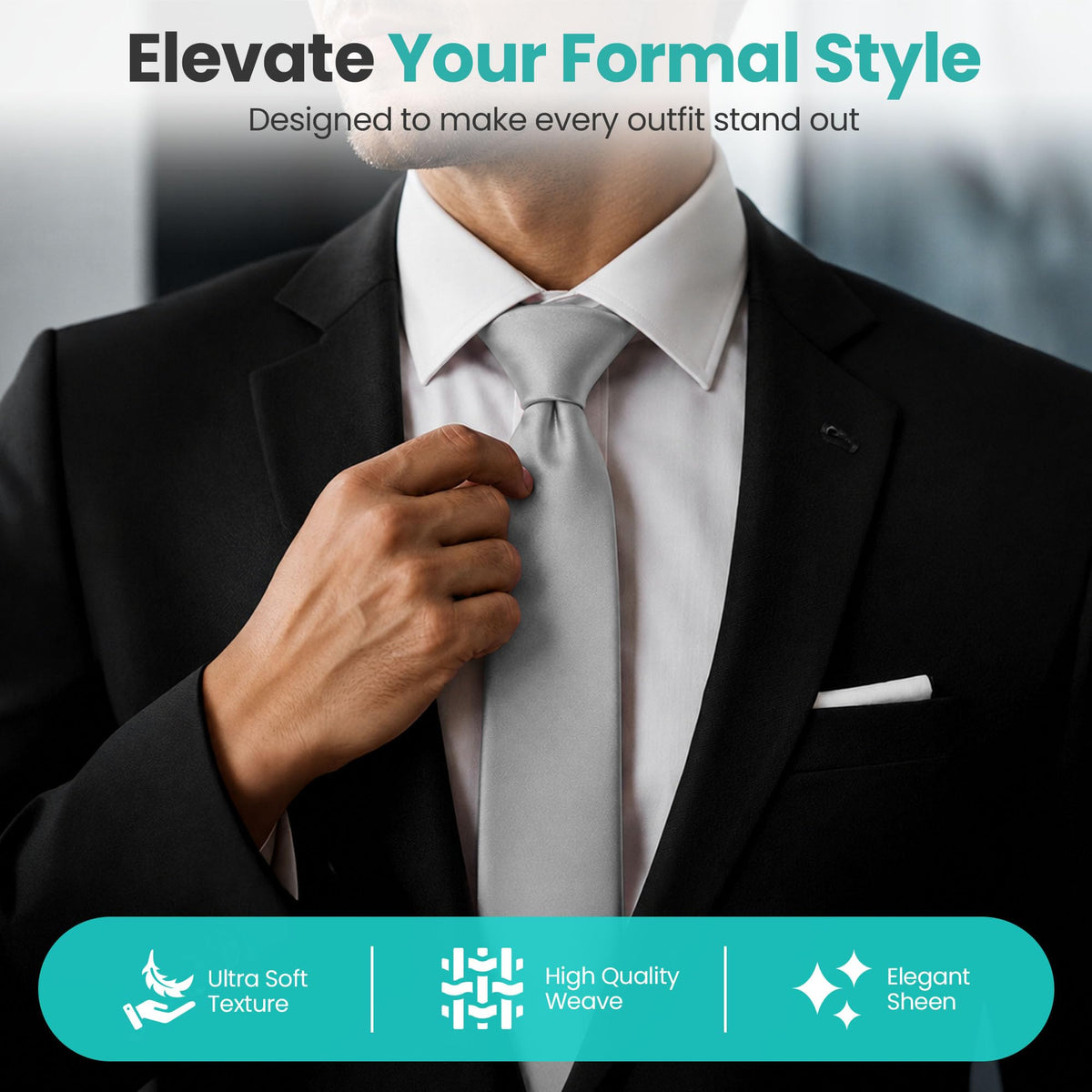 Trimming Shop 5cm Slim Skinny Solid Colour Necktie for Mens