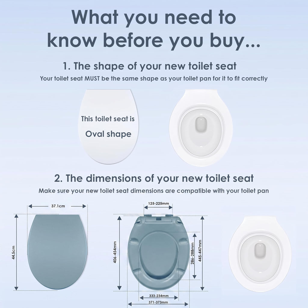 AQUALONA® Premium Thermoplastic Toilet Seat Soft Close Hardwearing Seat with Two Button Hinge Release D Shaped Easy to Clean Simple Installation Top and Bottom Fittings (Blue - D Shape)