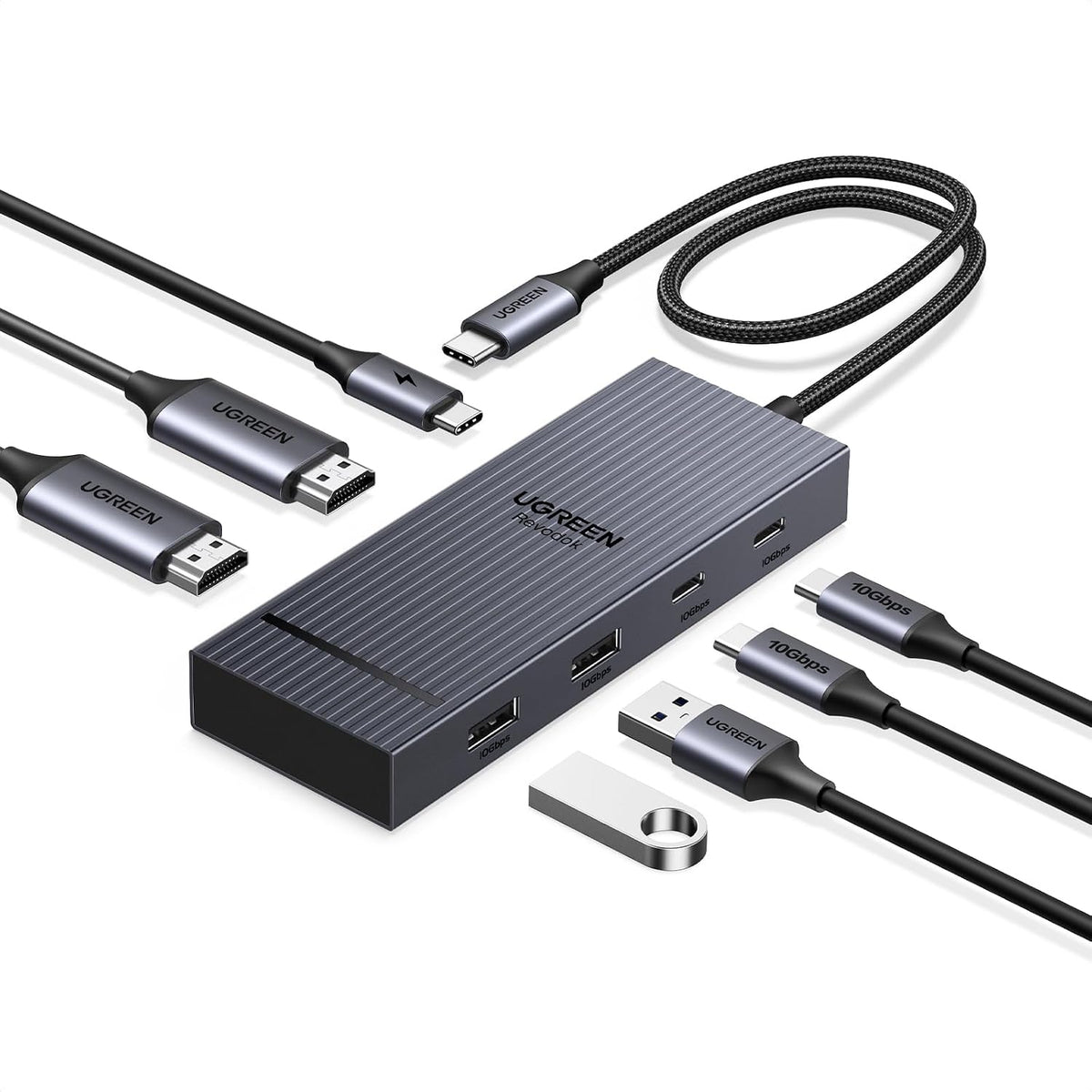 UGREEN Laptop Docking Station Dual Monitor, Dual 4K@60Hz 7-in-1 USB C Hub