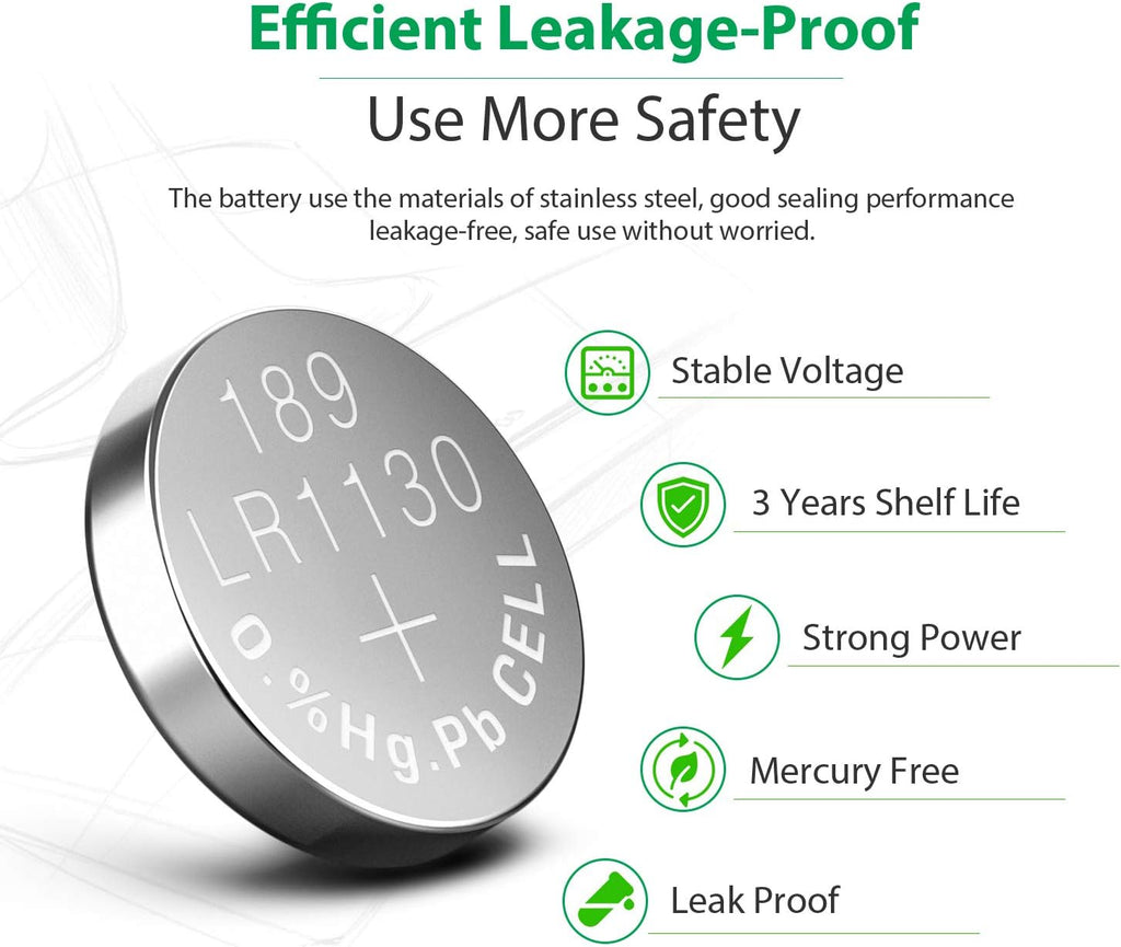 LiCB 10 PCS LR1130 AG10 SR1130 LR54 Battery 1.5V Button Coin Cell Batteries,Used in Many Small Electronics, Watch, Calculators, Toys