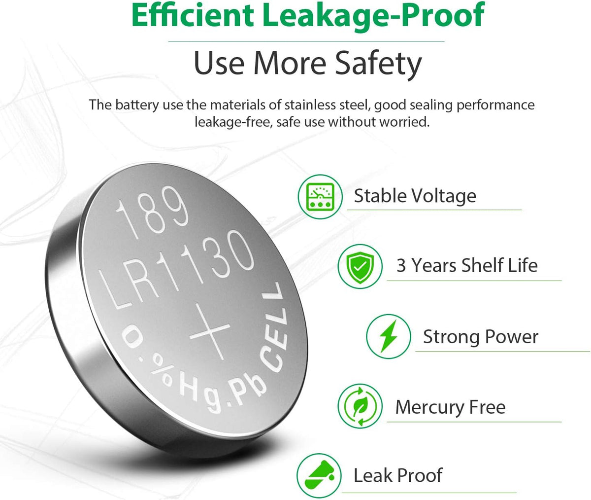 LiCB 10 PCS LR1130 AG10 SR1130 LR54 Battery 1.5V Button Coin Cell Batteries,Used in Many Small Electronics, Watch, Calculators, Toys