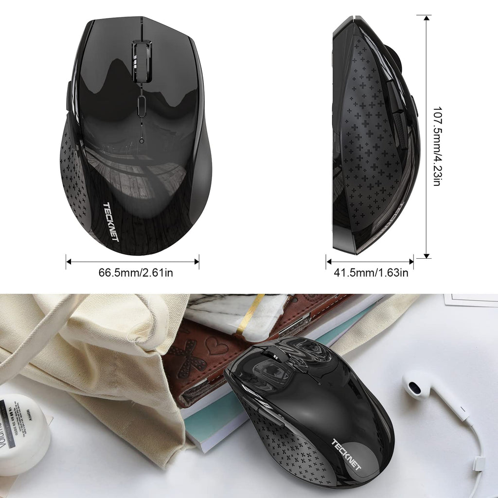 TECKNET Wireless Mouse for Laptop, 4800 DPI Optical Computer Mice with 6 Adjustable Levels, 30 Months Long Battery Life 2.4G Cordless USB Silent Mouse for Notebook, PC, Office Home Work -Grey