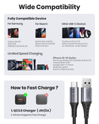 INIU USB C Charger Cable, [2m] USB A to USB C Charging Cable 3.1A