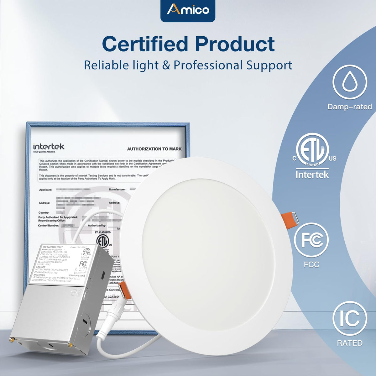 Amico 12 Pack 3 Inch LED Recessed Lighting, Canless Wafer Downlight, White