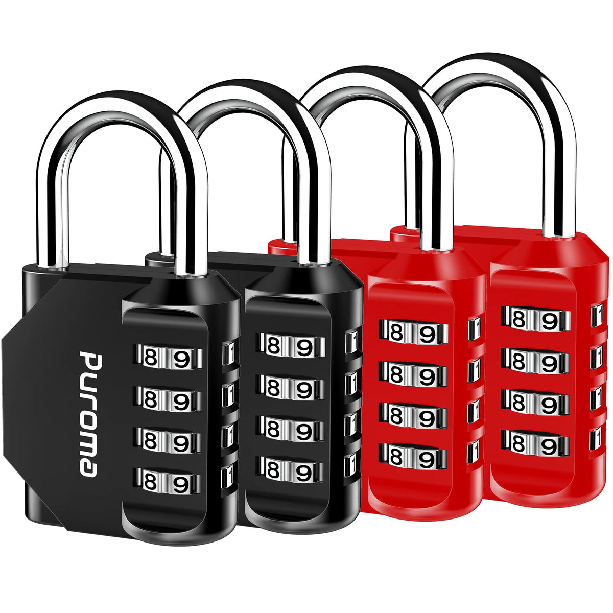 Puroma 2 Combination Lock Locker 4 Digits Combo Padlock Gym Silver & Black