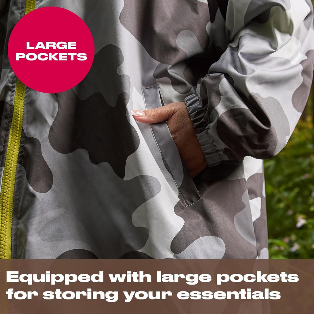OHS Adults Drying Robe, Water-Resistant Changing Robe Gifts for Women Comfy Sherpa Privacy Robes for Women Men, Stay Dry Jacket Swimming Camping Drying Robes - S/M, L/XL