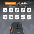 TESSAN Universal Travel Adapter Worldwide with 2 USB C and 2 USB A Ports