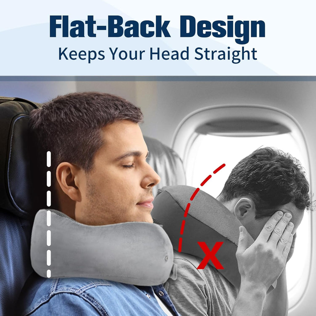 Cirorld Travel Pillow for Airplane, Neck Pillow for Travel, Memory Foam Travel Neck Pillow for Adults, Adjustable & Compact Flight Pillow, Ergonomic Neck Cushion, With Ear Plugs, Eye Mask, Carry Bag