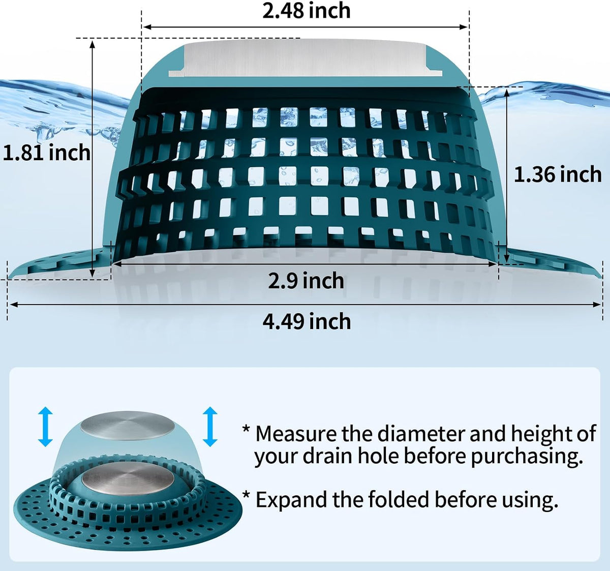 Aluvor Shower Drain Hair Catcher Bathtub Drain Cover Sink Drain Protector