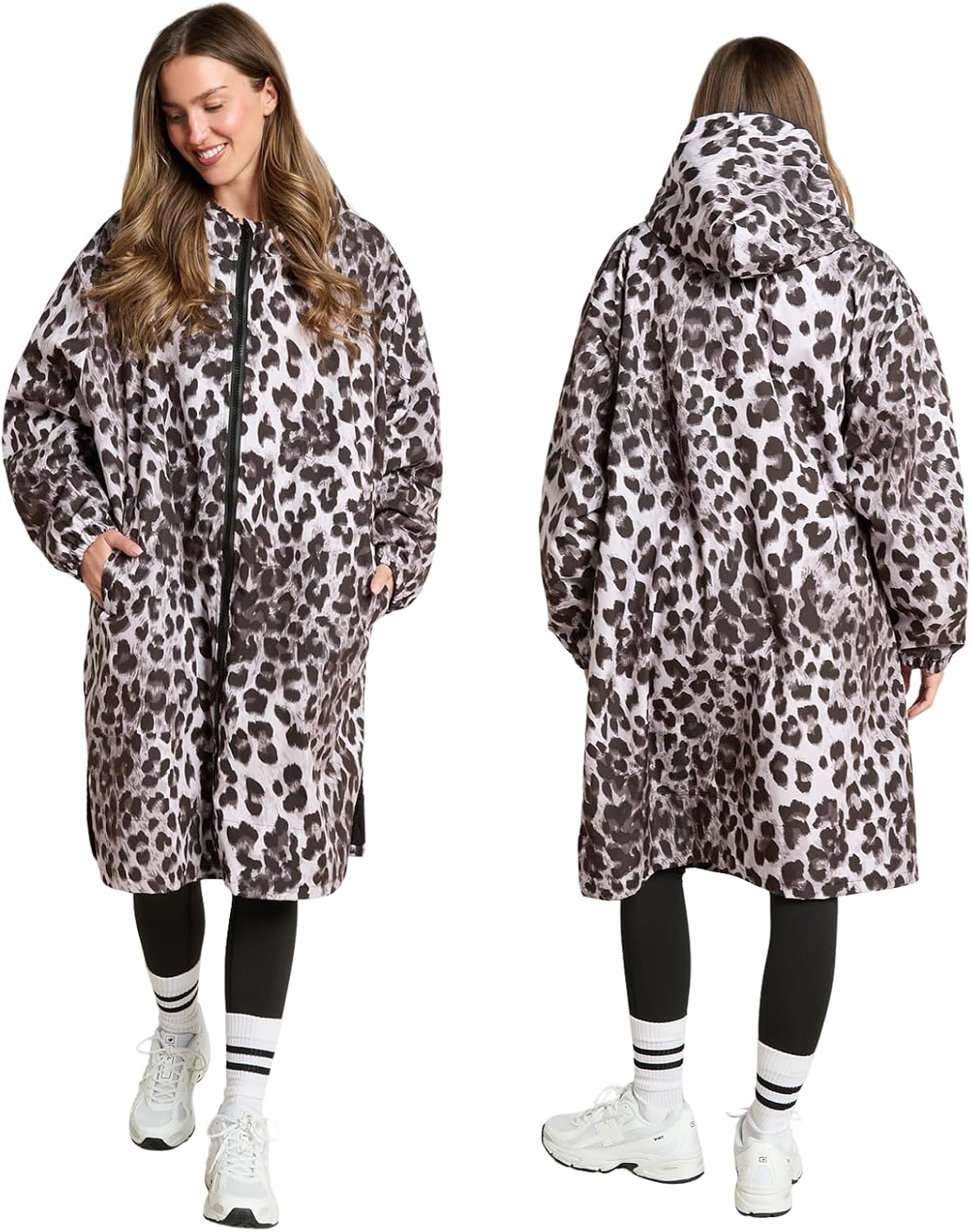 OHS Adults Drying Robe, Water-Resistant Changing Robe Gifts for Women Comfy Sherpa Privacy Robes for Women Men, Stay Dry Jacket Swimming Camping Drying Robes - S/M, L/XL
