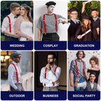 Aomig Mens Braces, Mens Suspenders with Strong Metal Clips, 3.5cm Wide Heavy Duty Suspenders for Men Women Business Wedding Casual