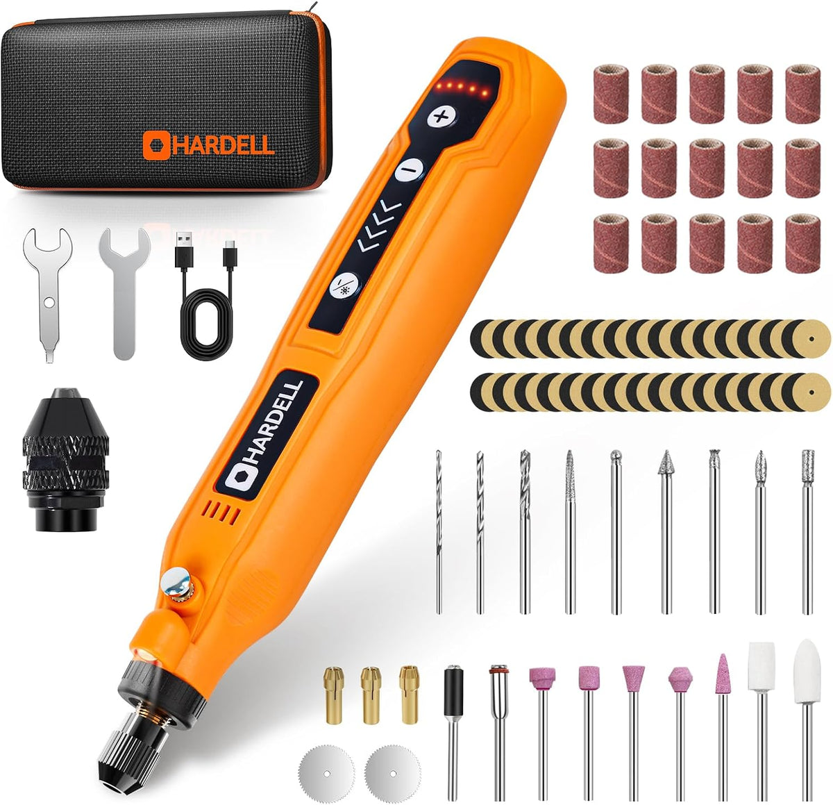 HARDELL Mini Cordless Rotary Tool, 5-Speed 69pcs Kit for 3D Printer Sanding