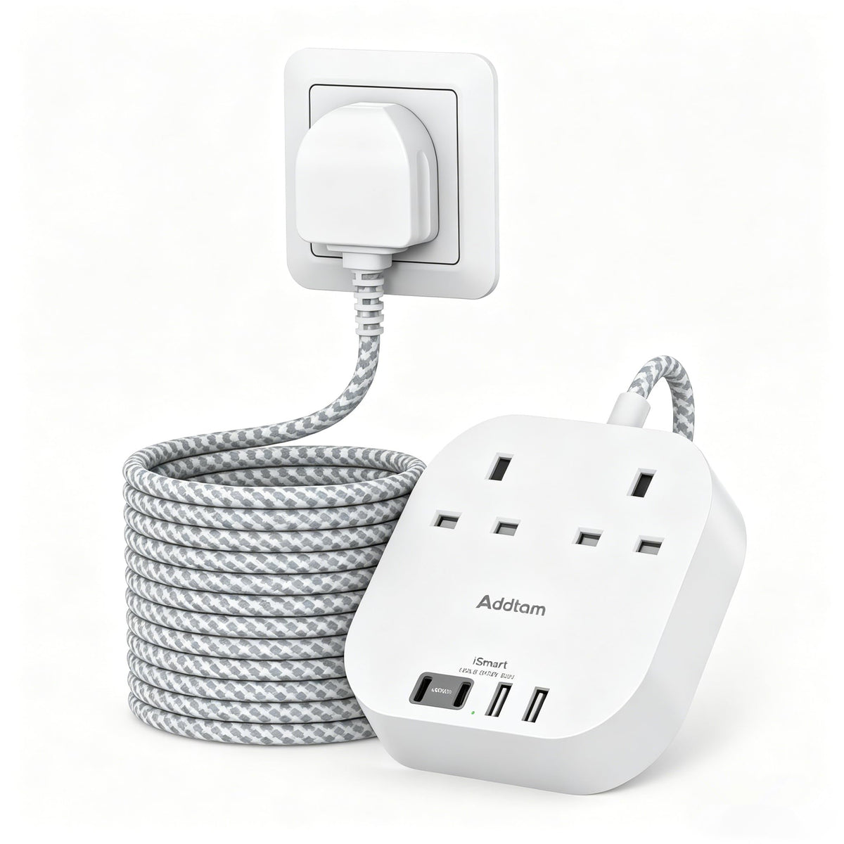 Extension Lead, Power Strips with 2 Way Outlets 4(4.5A, 2 Type C & 2 USB-A)