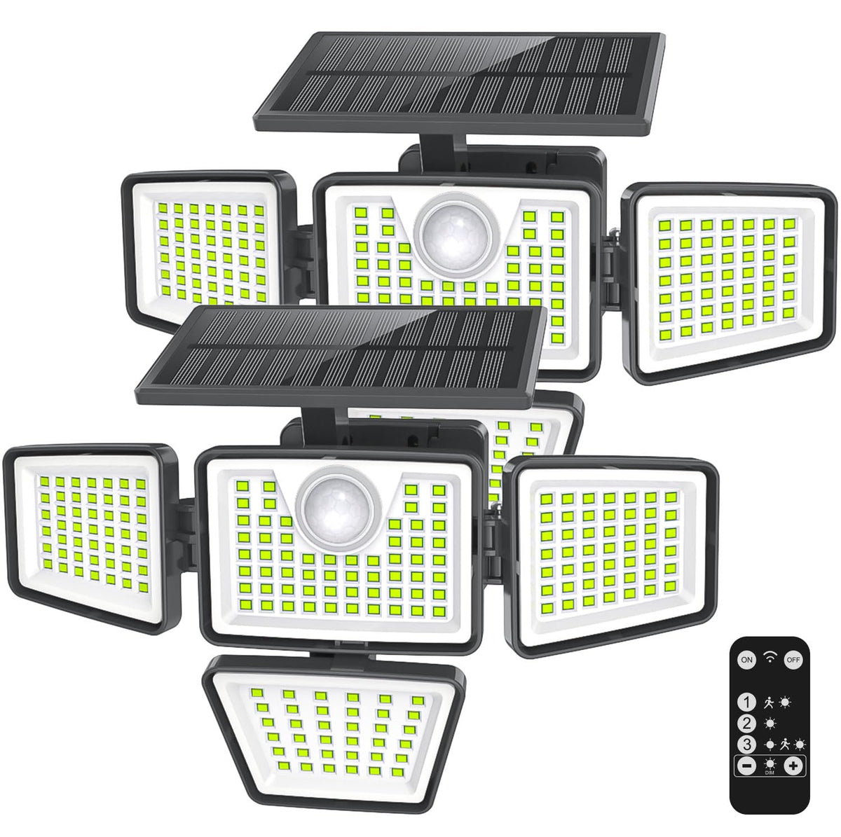 daphino 2500LM Solar Lights, Motion Sensor Outdoor Lights, 3-Head, 2 Pack