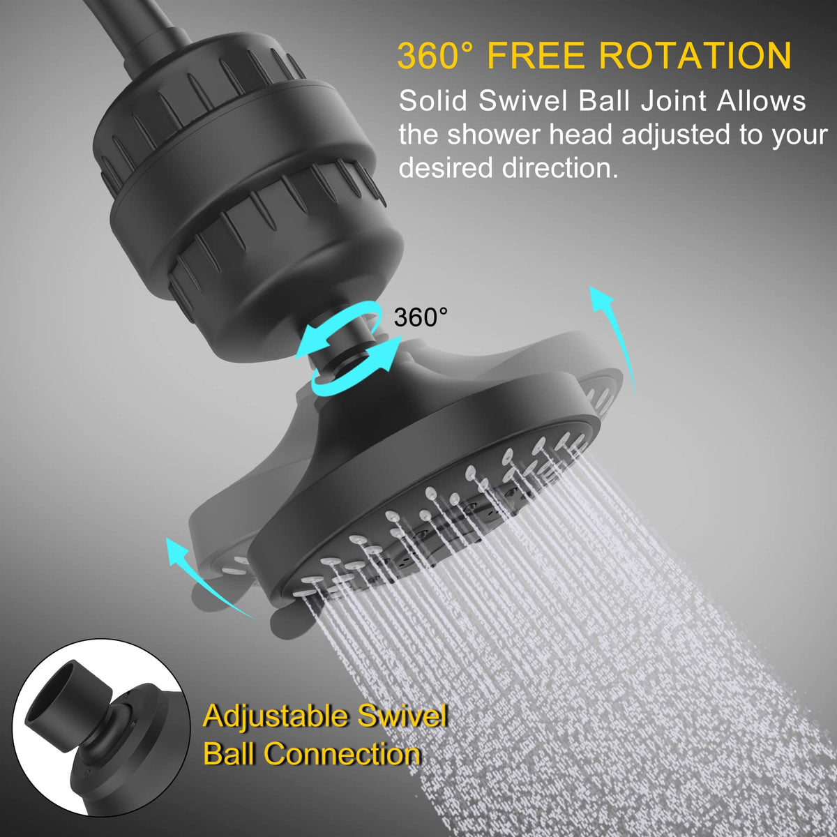 FEELSO Shower Head with Shower Filter, Filtered Shower Head for Hard Water