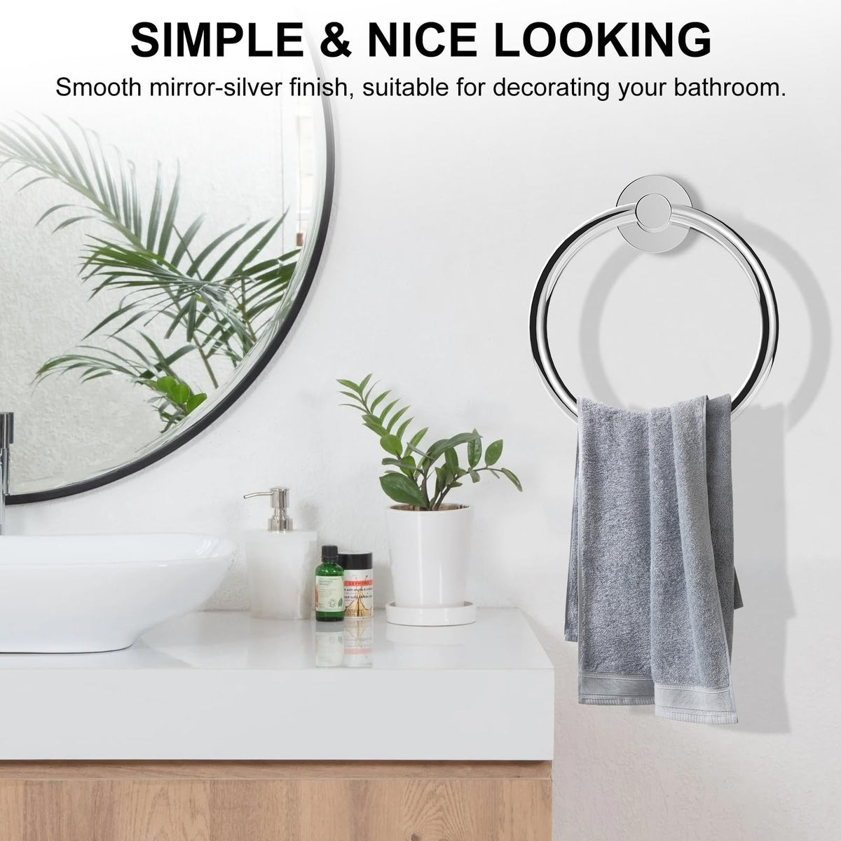 SetSail Towel Holder for Bathroom Wall Matte Black Towel Ring