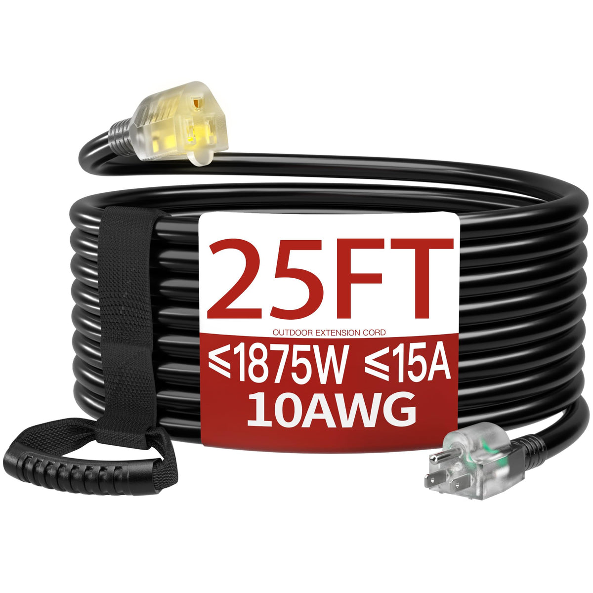 Skrizcable 16/3 15 FT Outdoor Extension Cord Waterproof, Black Power Cord