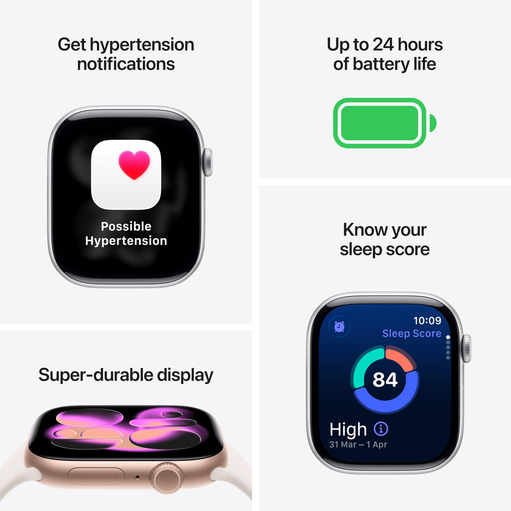 Apple Watch Series 11 GPS 42mm Smartwatch with Space Grey Aluminium Case with Black Sport Band S/M. Sleep Score, Fitness Tracker, Health Monitoring, Always-On Display, Water Resistant